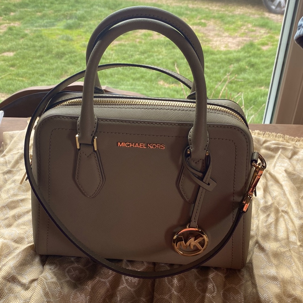 Michael Kors Ayden Dusty Sage MD Dome Satchel, Leather